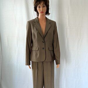 Jones NY Brown blend 2-piece Pant Suit.  Size 10 Jacket. Size 12 Pants.
